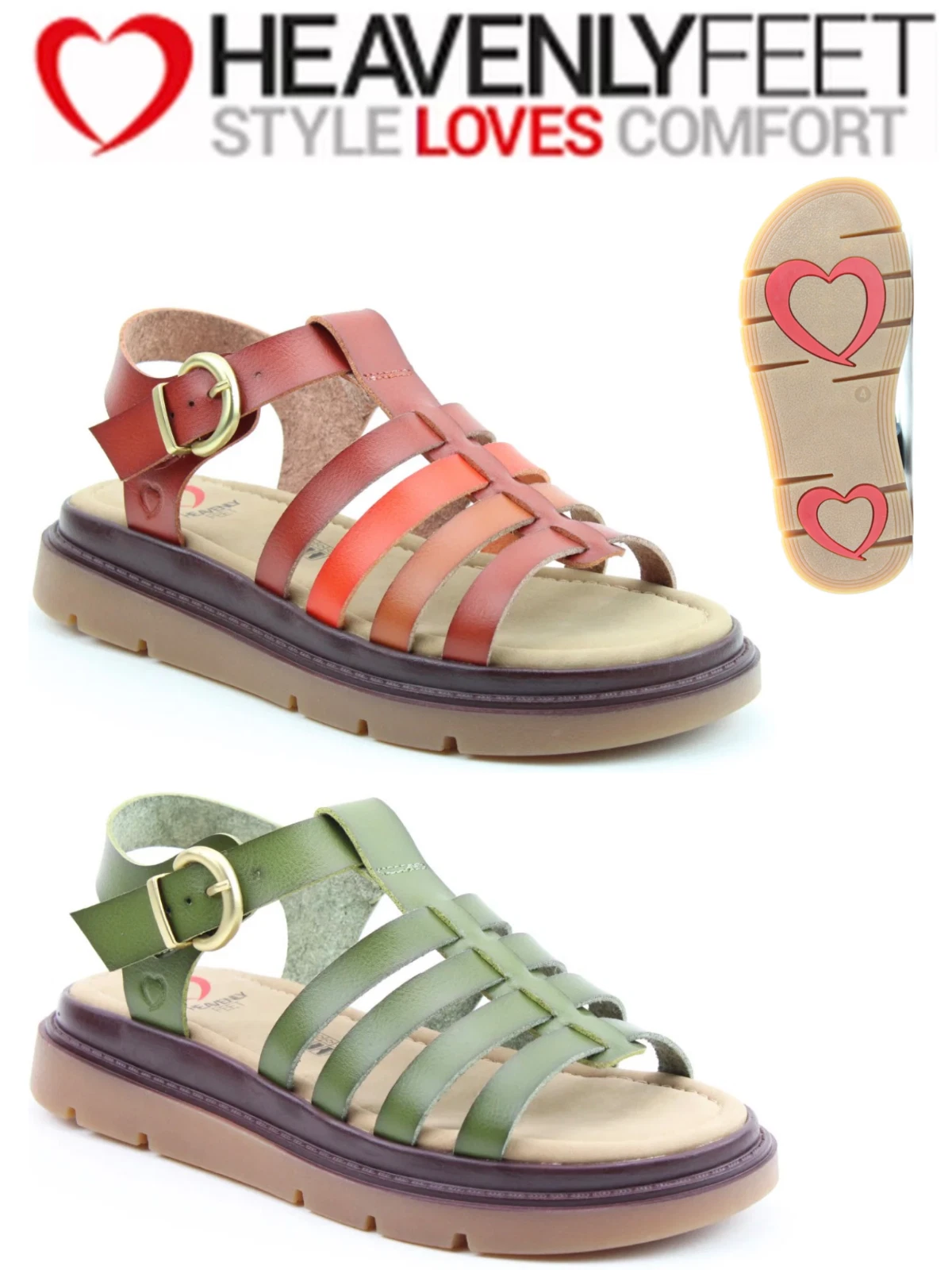 HEAVENLY FEET NERYS LADIES SANDALS NEW WOMENS BUCKLE SMART CASUAL SUMMER WALKING