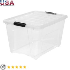 Plastic Storage Bins W/ Lids Stackable Containers Home Garage Organization New