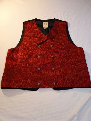 Wah Maker Vintage Red Brocade Vest Made in USA Medium video thumbnail