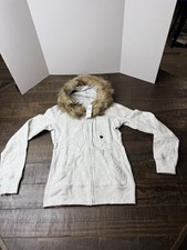 Hollister Faux Fur Hood Full Zip Hoodie Sweatshirt Woman s S NWT Gray