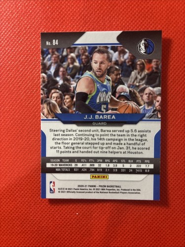 2020-21 Panini Prizm Basketball NBA JJ Barea Silver Prizm Mavericks - Picture 2 of 2