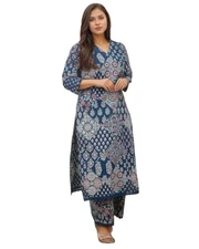 GoSriKi Women's Rayon Viscose Printed Straight Kurta with Palazzo