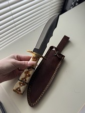 Rite Edge Bowie Knife Bone Handle Stainless Steel Full Tang Clip Point w/Sheath