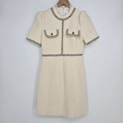 Sandro Paris Arielle Tweed Mini Dress Wool Ecru Size 38 US 8 EUC Coquette Chic
