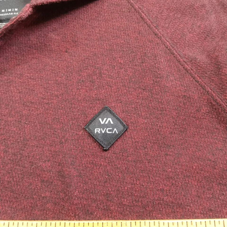 RVCA Long Sleeve Hooded Henley Shirt Men's Medium Maroon - Image 4 of 4