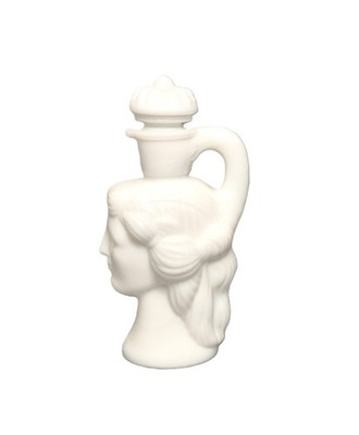 VTG AVON Milk/White Glass Grecian Lady Head Perfume/Bath Oil Decanter  6 1/2'' H