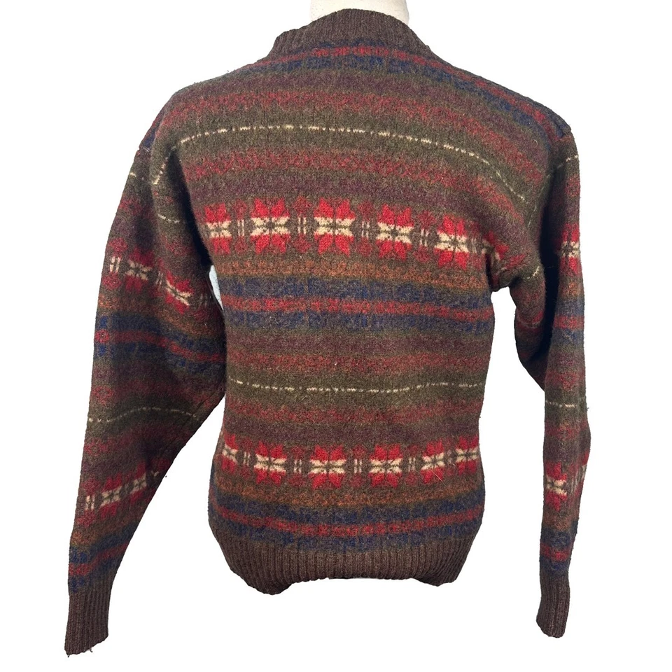 Tommy Hilfiger 复古羊羔毛毛衣女式 L Fair Isle — 第 3/4 张图片