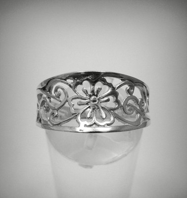 Stilvoller Sterling Silber Ring massiv 925 Blumenband Handarbeit Kaiserin