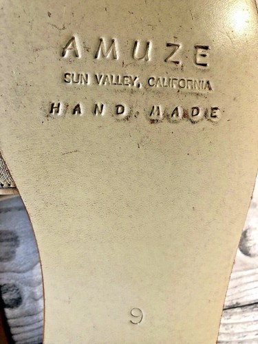 AMUZE Handmade Sandals Sun Valley California Metallic Brocade Slip On Women's 9 - Picture 10 of 10
