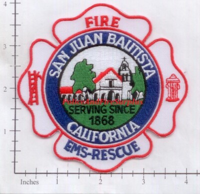 California - San Juan Bautista Fire EMS Rescue CA Fire Dept Patch