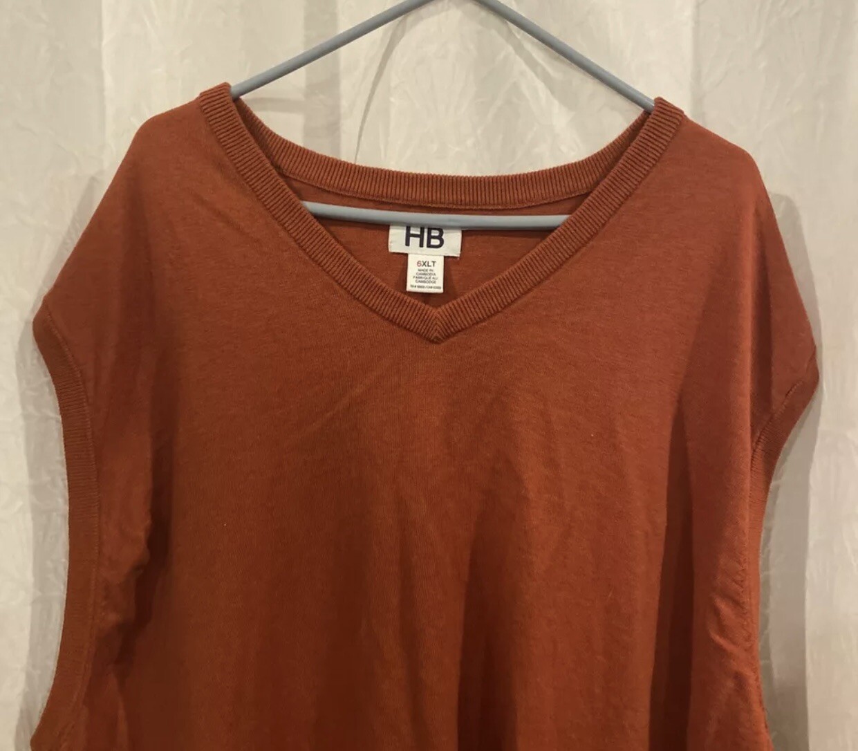 HB 6XLT Orange Sweater Vest 100% Cotton 