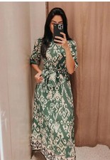 BNWT ZARA GREEN PRINT LONG SHIRT DRESS SIZE S