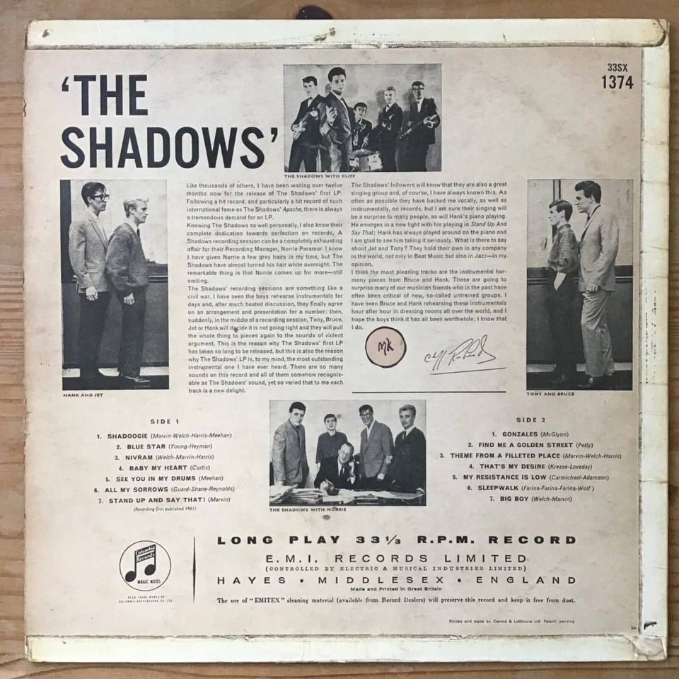 The Shadows 4 x Vinyl Job Lot (Columbia 33SX 1374 / SCX 3578) 1961 1st Press - Image 3 of 4