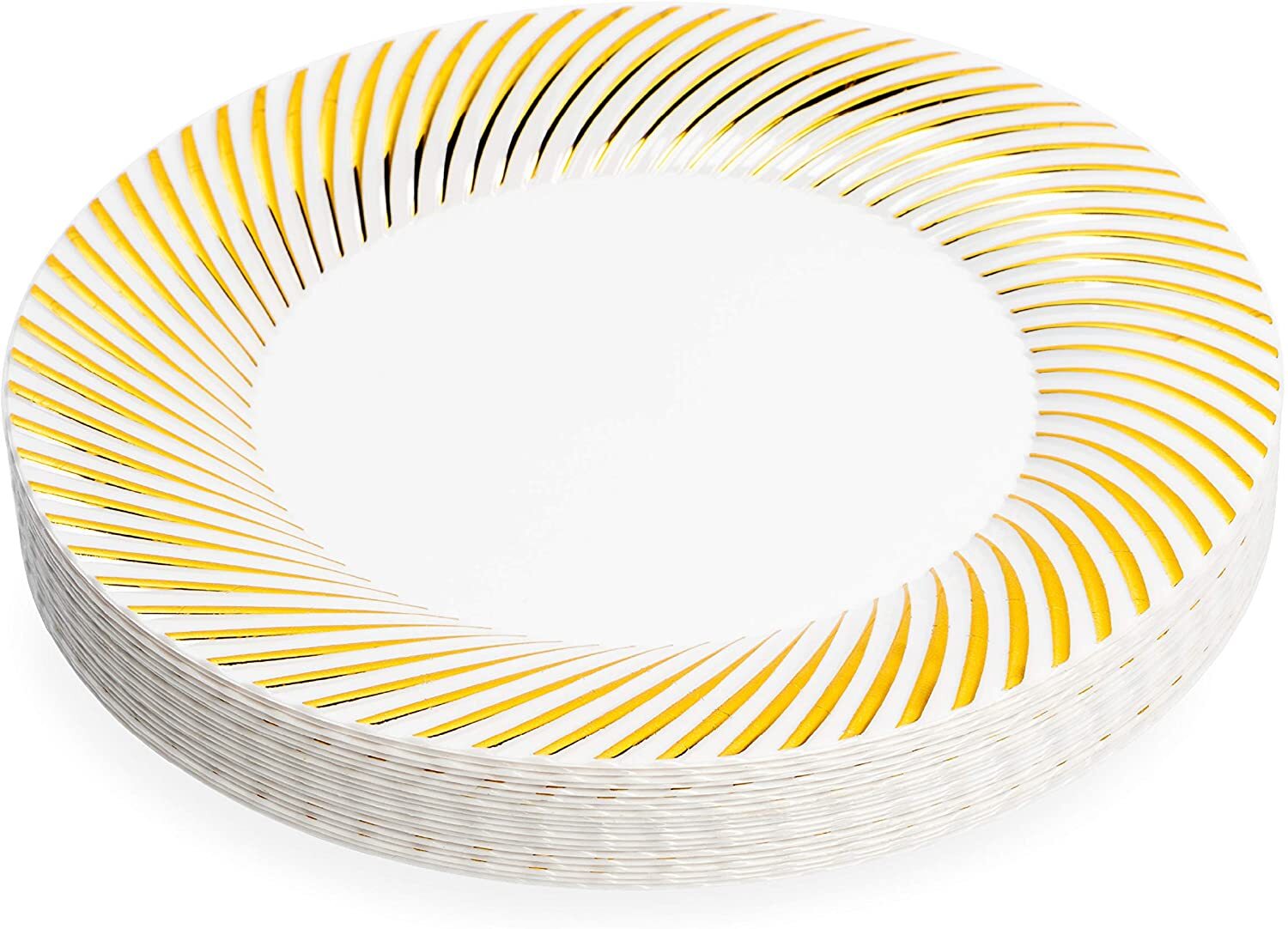 20 Runde Plastikteller ⌀26cm mit Goldrand Partyteller Hochzeit Mehrweg Essteller