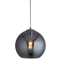 Lampada A Sospensione Da Soffitto 30 Cm Finitura Cromata Con Paralume Rotondo In Vetro Fumè