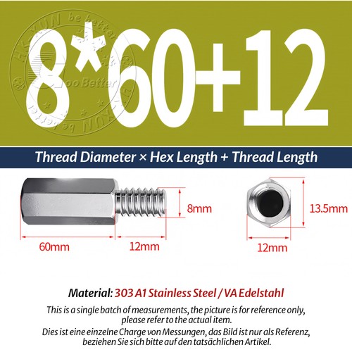 M2-M10 Male-Female Stainless Steel Hex Standoff Screw Spacer Pillar Hex Support - Picture 156 of 180