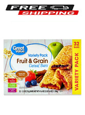 Great Value Fruit  Grain Cereal Bars, Variety Pack, 1.3 oz, 32 Count