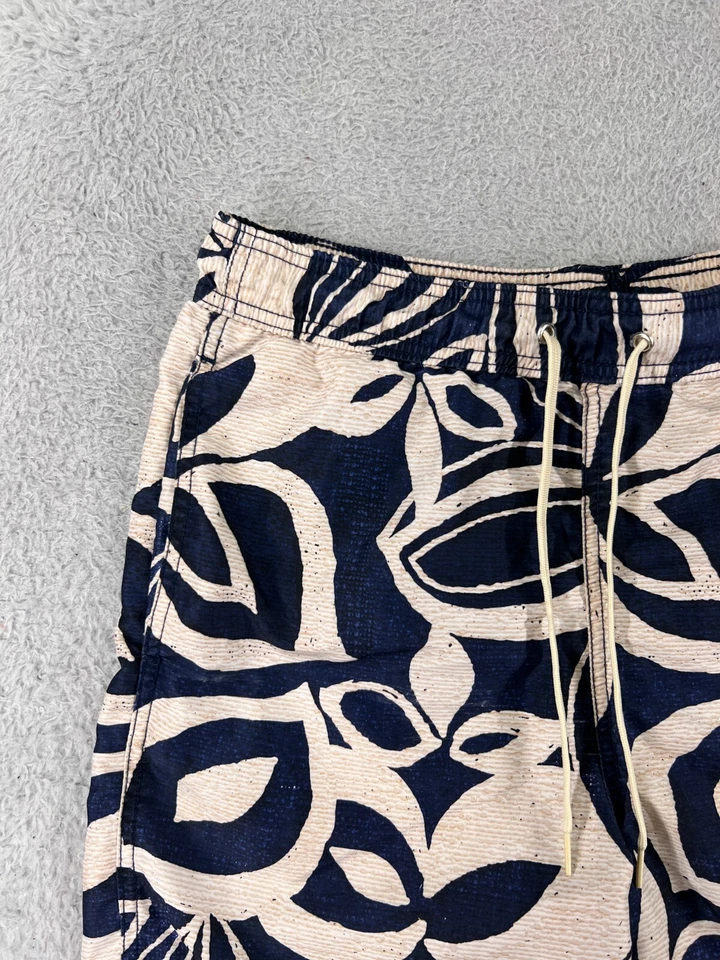 Bañador Merona Para Hombre Pequeño Azul Beige Floral Forrado Poliéster Playa Piscina Surf Foto 4 de 4