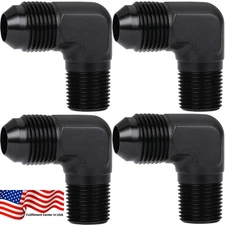 4pcs Fittings AN8 8AN Male to 3/8"NPT Male 90°Degeree Fuel Oil Line Adapter USA