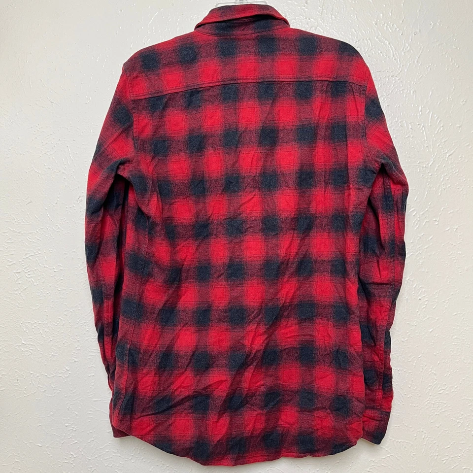DSquared2 Shirt Mens 50 M Red Flannel Plaid Long Sleeve Hidden Buttons - Image 3 of 4