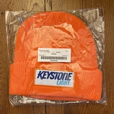 New KEYSTONE LIGHT Beer Patch Blaze Orange Beanie Hat