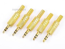 5pcs Gold Plated 3.5mm TRS 3 Pole Audio Jack Replacement Stereo Male Plug Phone