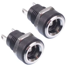 2 x 2.1mm x 5.5mm Round Panel Chasis Mount Female Socket DC Connector Jack Plug