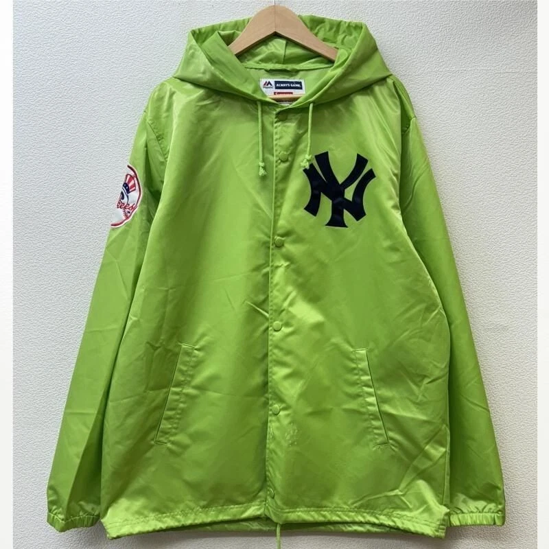 Veste d'entraîneur à capuche satin Majestic x Supreme New York Yankees XL vert 2502M