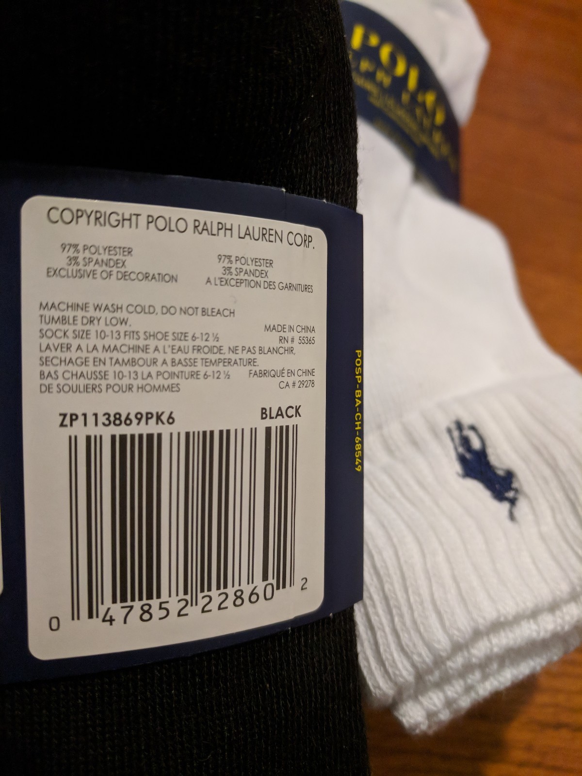 Polo Ralph Lauren 6 Pair Pack Classic Sport Cushioned Sole Quarter Crew Socks  thumbnail 4