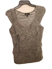 AB Studio Womens Gray Black Cap Sleeve Layered Tank Top sz M   9-13