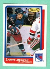 (1) LARRY MELNYK  1986-87 O-PEE-CHEE # 95 RANGERS ROOKIE EX-MT CARD  (J8453)
