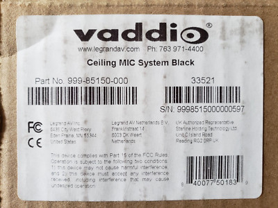 999-85150-000 Ceiling MIC Conference Room Microphones (Black) New kit w / bridge