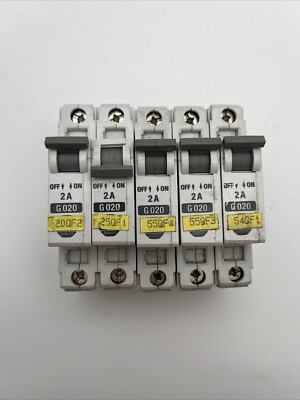5 Piece Lot Allen Bradley 1492-CB1 Circuit Breaker 2 Amp 277 Volt 1 Pole DIN NOS