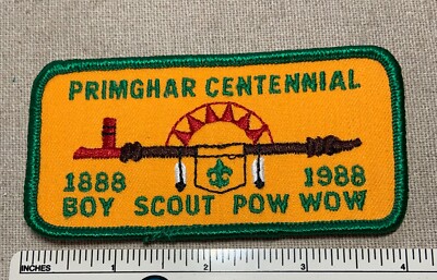 Vintage 1988 PRIMGHAR CENTENNIAL Boy Scout Pow Wow PATCH BSA Camp 