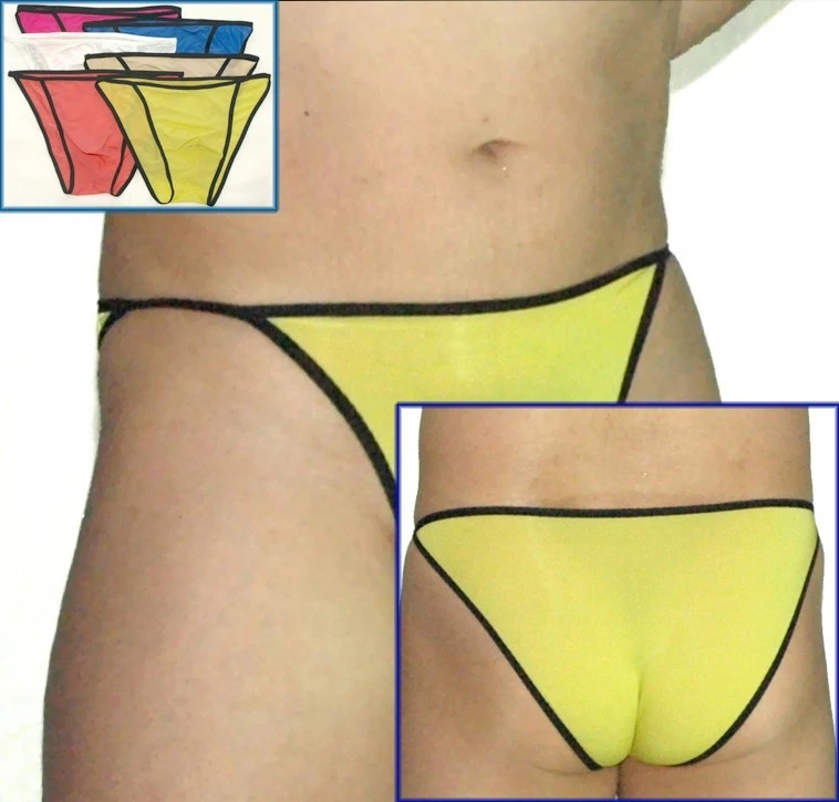 Men's String Bikini Swimsuit - Narrow Waist, Solid Print, Nylon/Spandex (Size ML) 6 thumbnail image