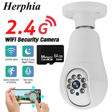 Wireless Security 360° 1080P IP E26 Light Bulb Camera Wi-Fi IR Night Smart Home 