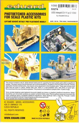 EDU53274 1:350 Eduard PE - USS Intrepid CV-11 Detail Set Part 3 (TRP kit)