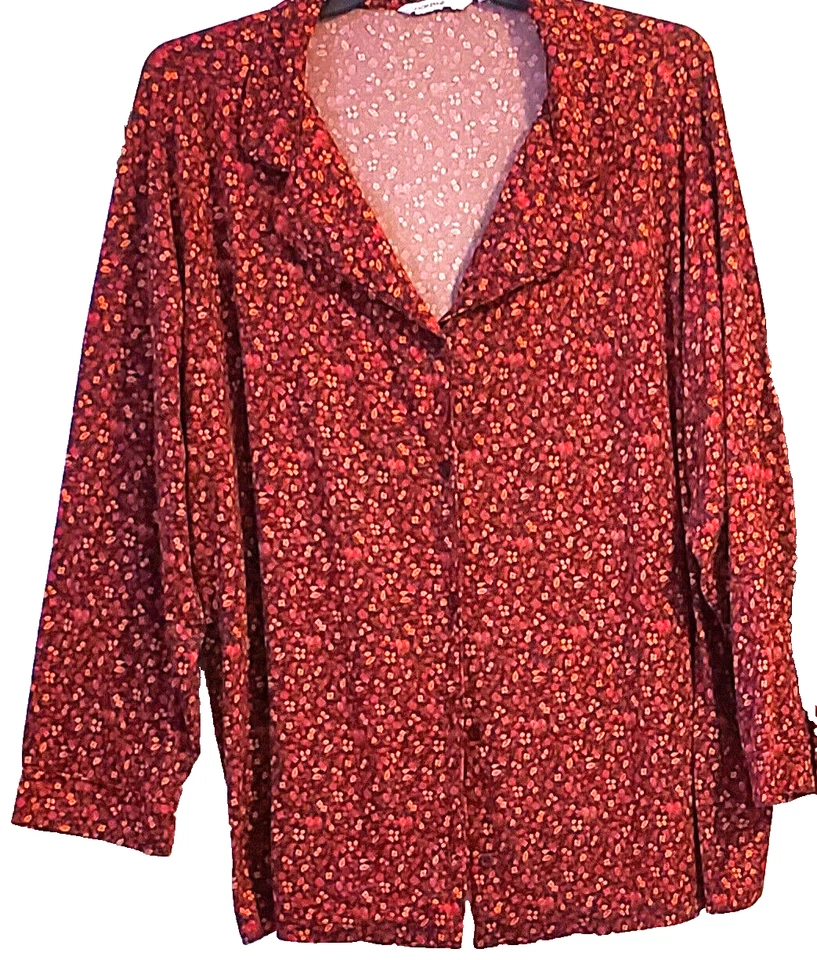 Juego de Pijama 'ISAAC MIZRAHI LIVE'_Realmente Suave 'Piel de Melocotón' Coral/Rojo/Marrón Estampado 4X Foto 2 de 4