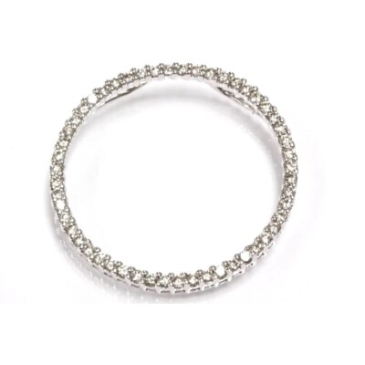 1 ctw natürlicher Diamant massiv 14k Weißgold offener Kreis Ewigkeit Tropfen Anhänger