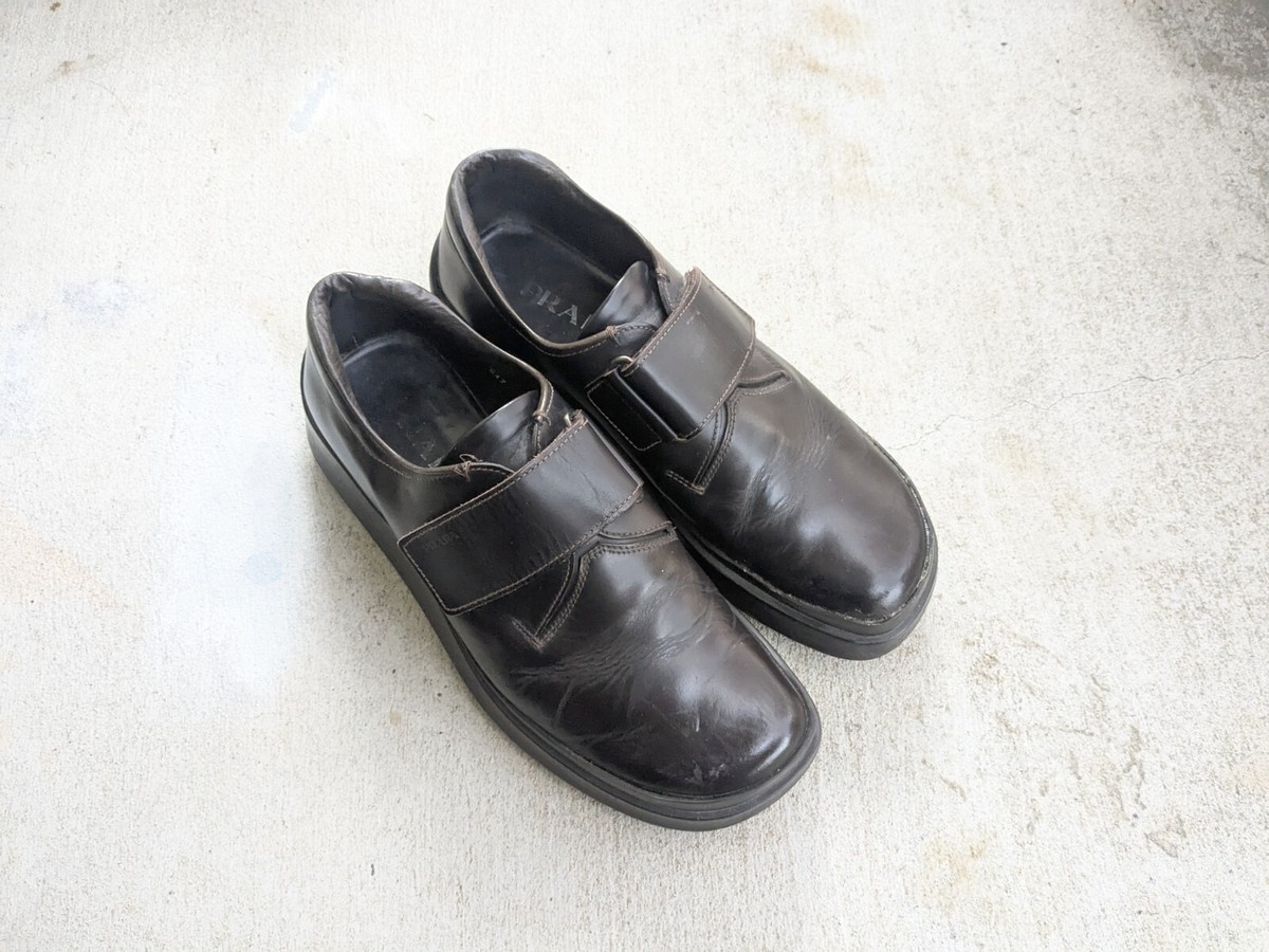 Prada Derbys Brown Men 8.5 Leather Strap Platform Dress Shoes Prada Derbys Brown Men 8.5 Leather Strap Platform Dress Shoes