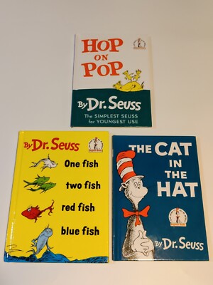 Lot of 3 Dr Suess Large Hardcover Beginner's Editions Cat In The Hat One Fish 