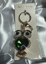 Sparkling Rhinestone Owl Keychain