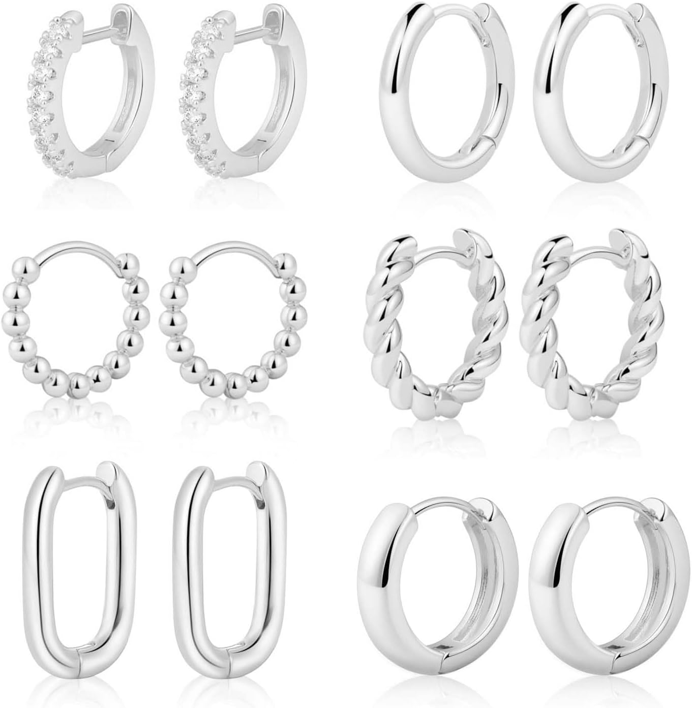 6 Pairs 14K Gold Hoop Earrings for Women,Chunky Hoop Earrings Multipack Hypoalle