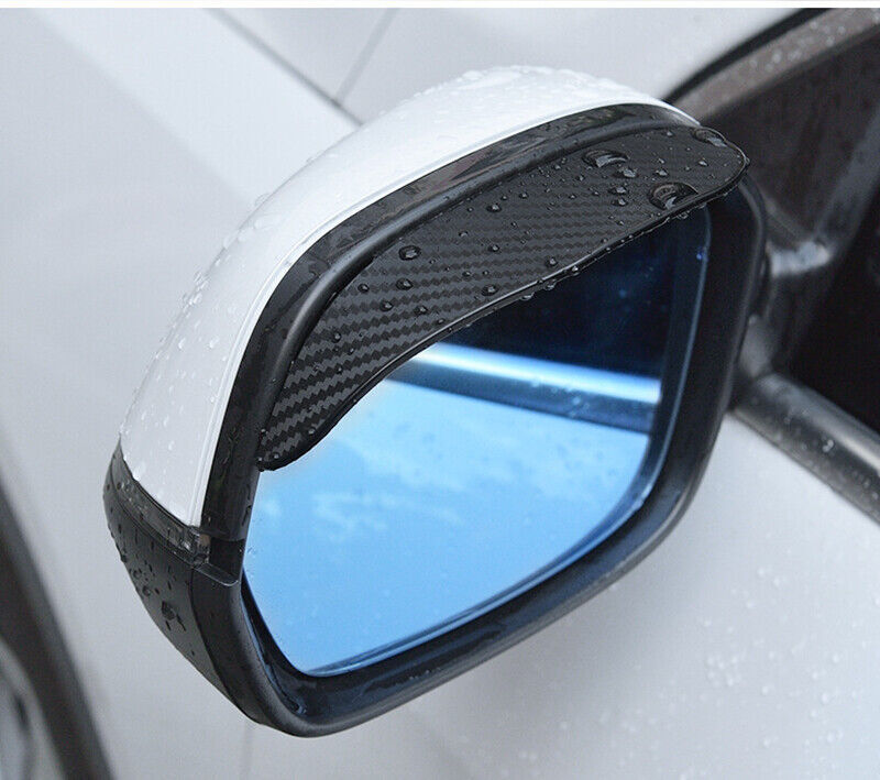 2Pcs Carbon Fiber Black Mirror Rain Visor Guard For Car SUV Auto Accessories