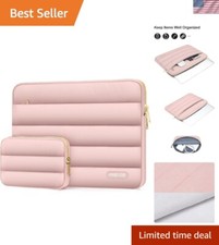 Stylish Pink Puffy Laptop Sleeve for MacBook Air/Pro 13-14 inch - Slim Design