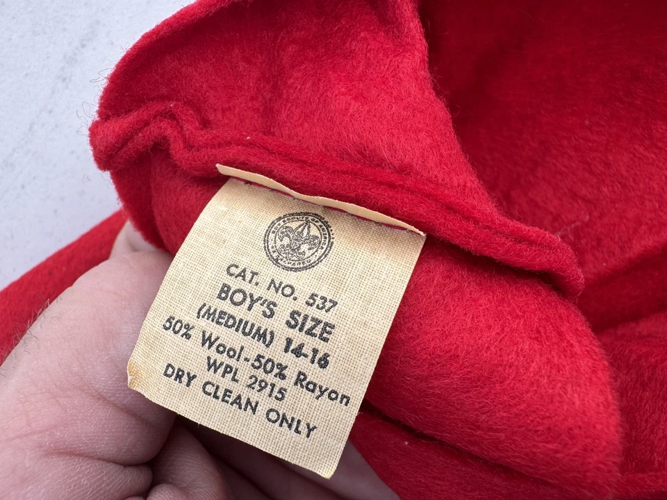 Boy Scouts of America Red Flannel Vest Boy's Size Medium w/ OSLO British Patches - Image 3 of 3