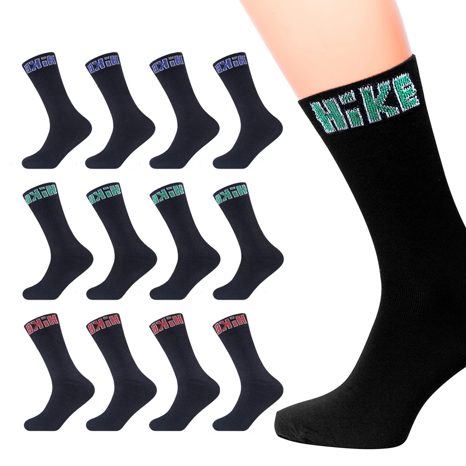 Mens Black Socks Soft Cotton Rich Sport Gym Hiking Everyday Socks 12 Pairs, 6-11