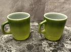 2 Vintage 70s Avocado Green Ombre Fire King Coffee Mug Cups D Handle Stackable