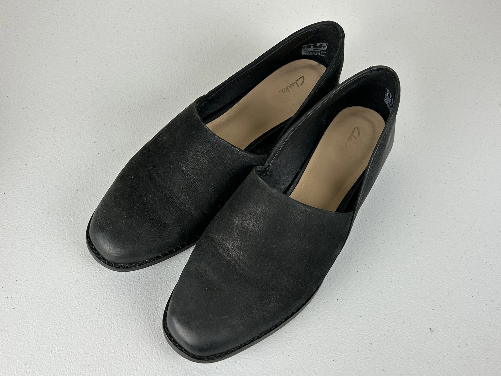 Mocassino donna Clarks in pelle nero taglia 8 scarpe comode slip on di Clarks