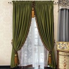 Custom retro wind tea green living room thick velvet cloth curtain drape C1890